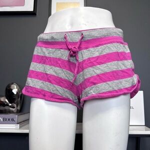 Cotton Pink/Grey Striped Y2K Mini Lounge Shorts